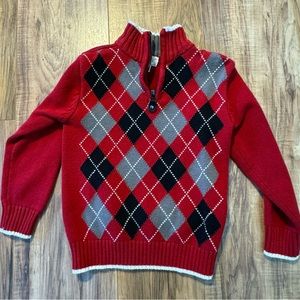Boys Argyle Patterned 3/4 Zip Pullover Sweater
